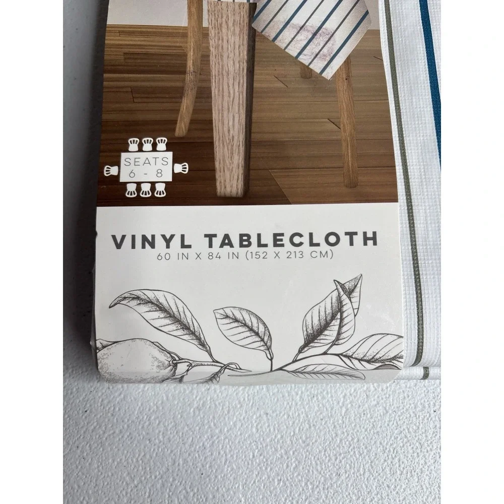 Lintex Vinyl Tablecloth Home Collection Rectangle French Stripe Lot Of 2 New